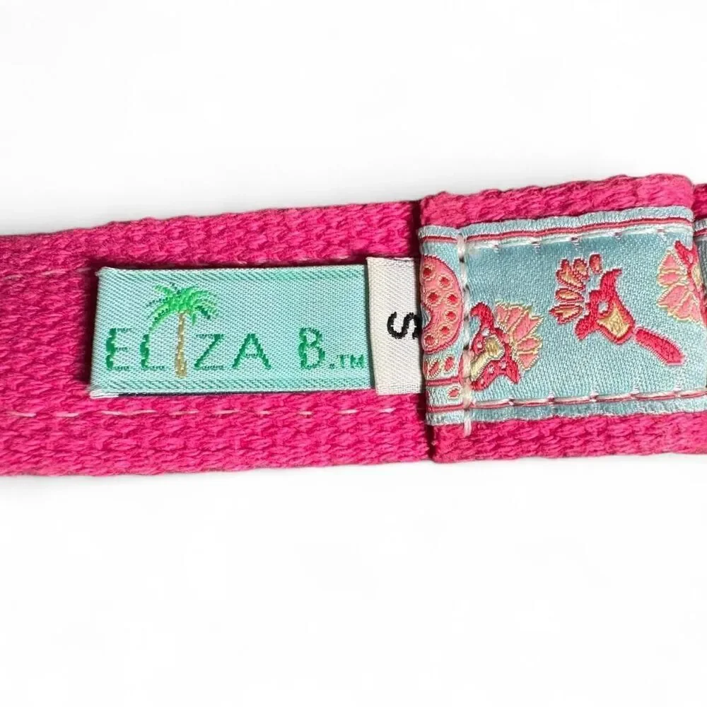 Eliza B Women's Pink and Blue Paisley Canvas Ribbon Belt Size Small
